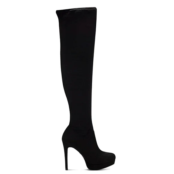 New w/Box Thalia Sodi Clarissa Black Faux Suede Over the Knee Boot Sizes 8.5, 10 - Picture 4 of 6